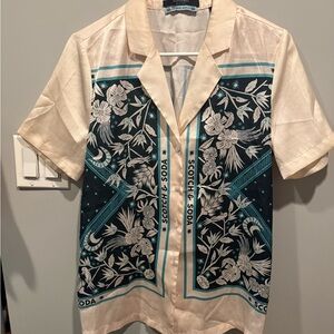 Scotch & Soda Beige and Navy Floral Men's Shirt